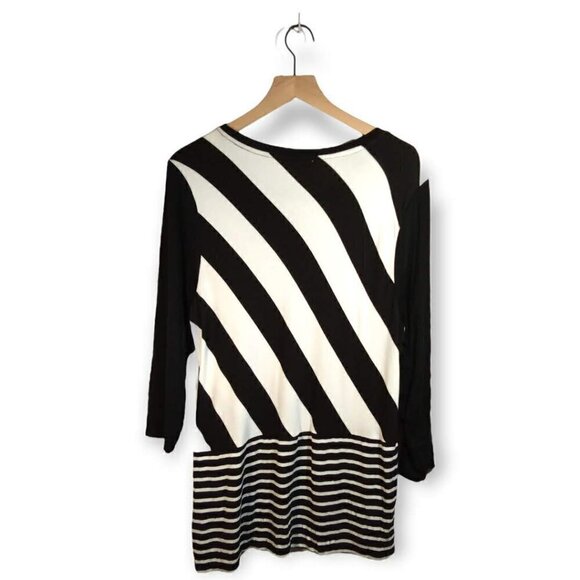 Calvin Klein Black and White 3/4 Sleeve Tunic Top Size XL - Picture 3 of 3